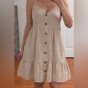 Beige Button-Down Dress